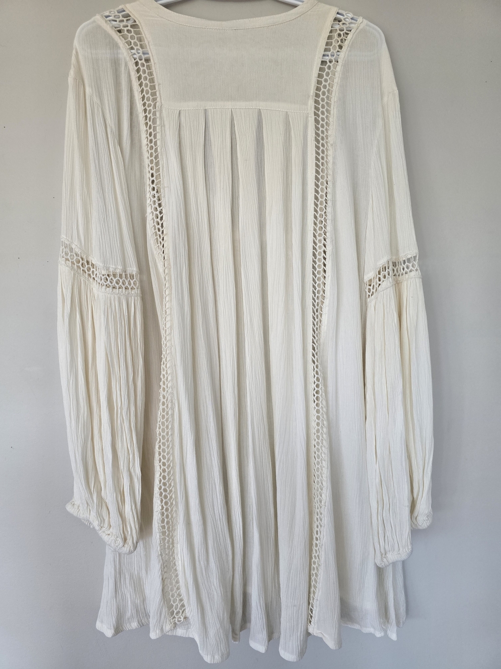 Free People Cream Boho V-Neck Crochet Tunic/dress. Women's Size M. Peasant Top - Picture 6 of 8